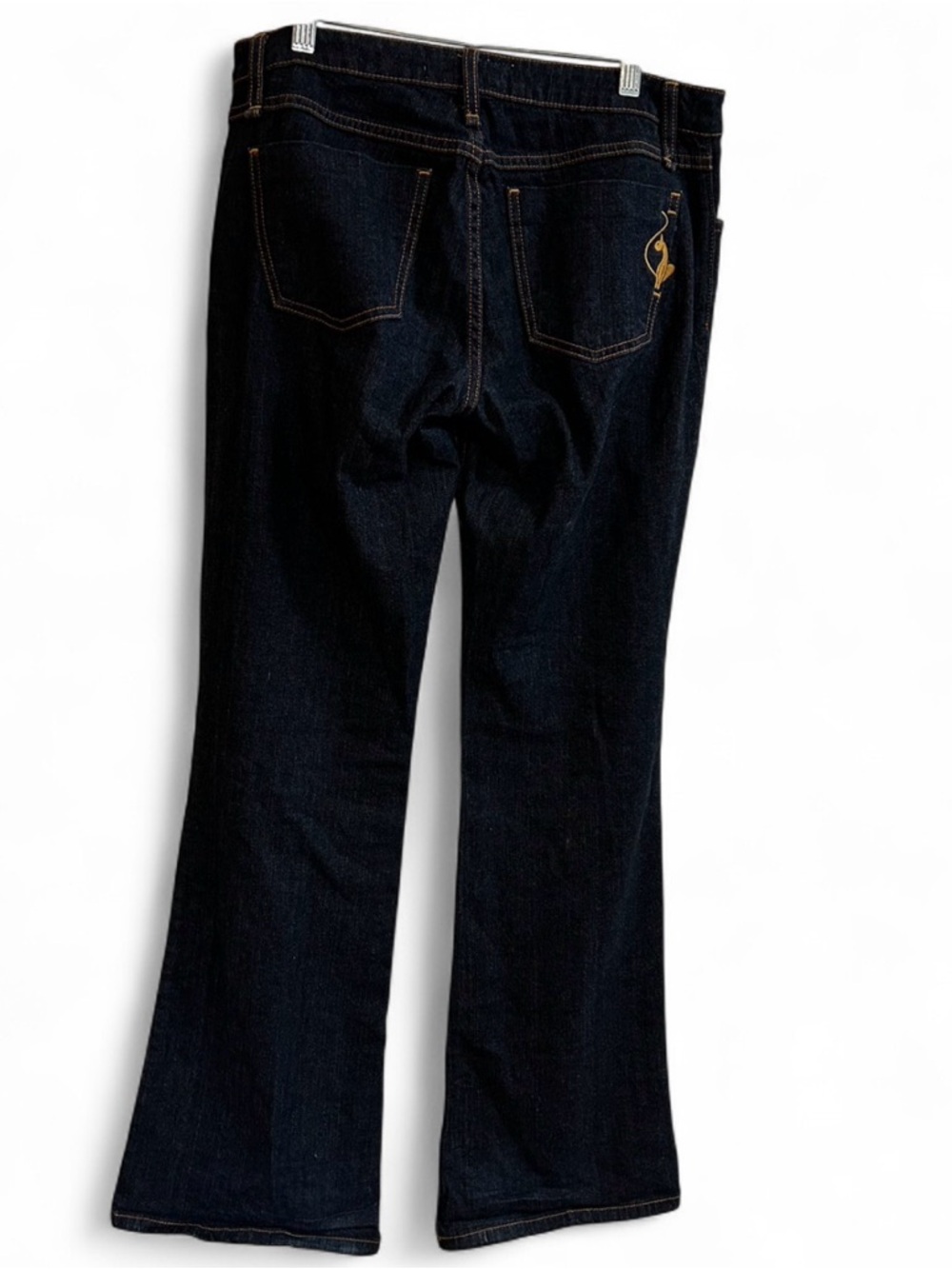 Baby Phat Women's Dark Blue Boot Cut Jeans with Gold Embroidery
